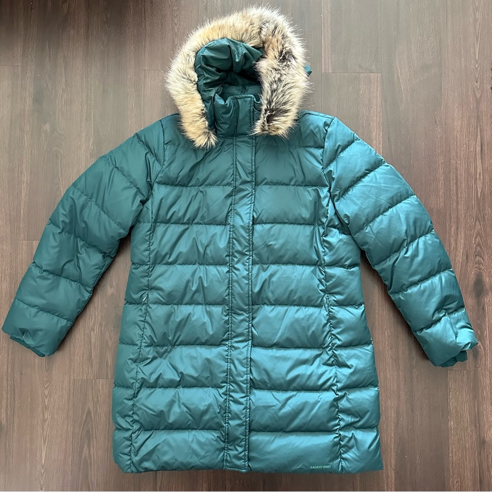 Lands' End Green Women's Max 600 Down Puffer Coat NEW with tags!